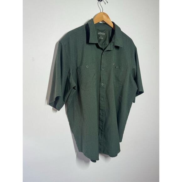 Orvis Shirt Men XXL Classic Button Down Hunter Green Short Sleeve Outdoor Active - Picture 4 of 10